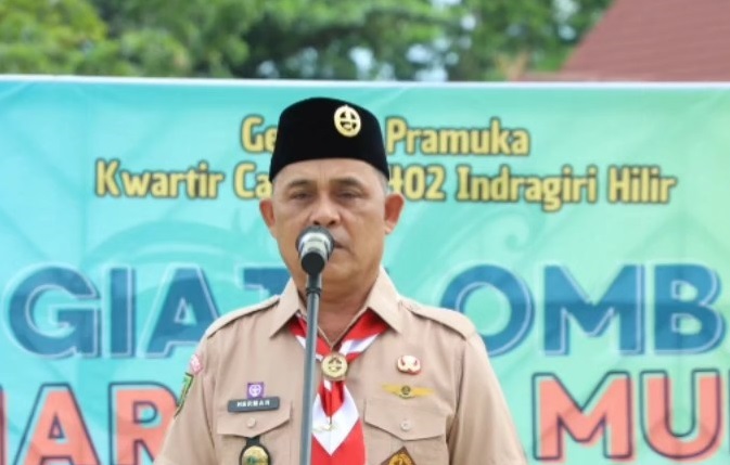 Bupati Inhil Menjadi Irup Sekaligus Membuka Kegiatan Lomba Dalam Rangka Hari Pramuka Ke - 64 Tahun 2025