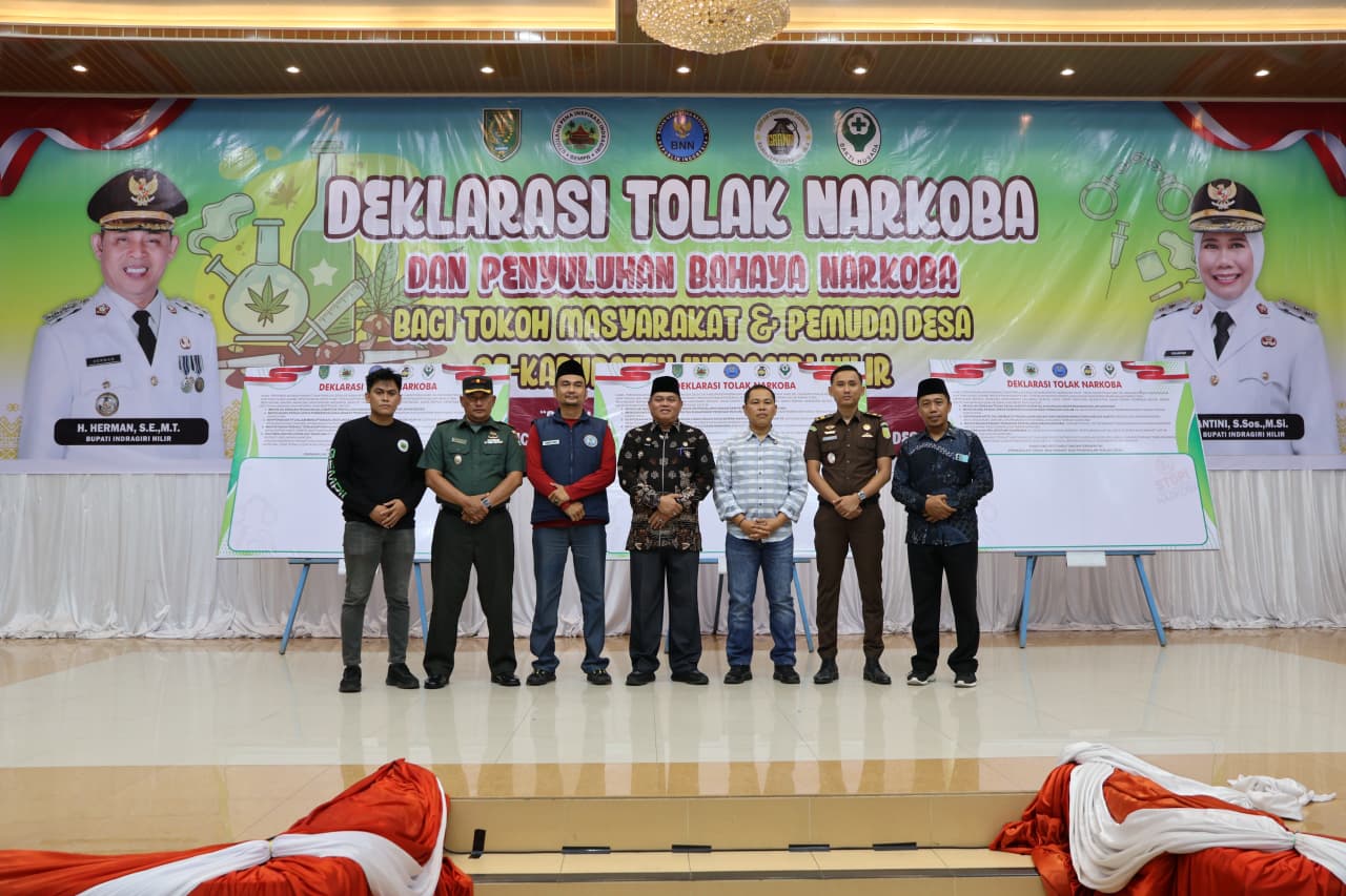 Bupati Inhil Hadiri Penyuluhan Anti Narkoba Sekaligus Deklarasi Tolak Obat Terlarang