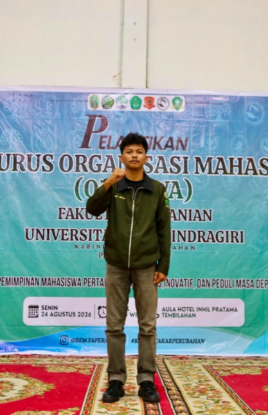 Aidil Akbar Resmi Dilantik sebagai Gubernur Mahasiswa Fakultas Pertanian Universitas Islam Indragiri