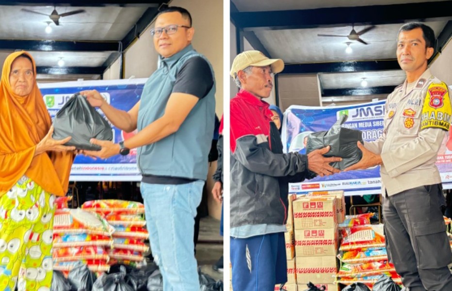 JMSI Inhu Peduli, Ketua Hotli Maruli Sirait Salurkan Puluhan Paket Sembako untuk Warga