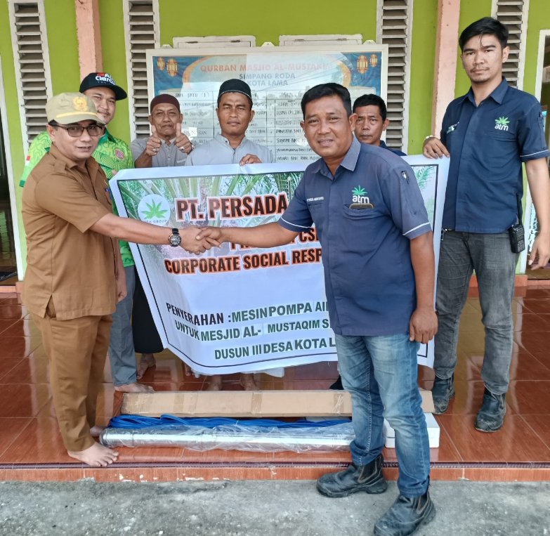 Masjid di Desa Kota Lama Terima Bantuan Pompa Air dari PT PAS sebagai Wujud Kepedulian Sosial