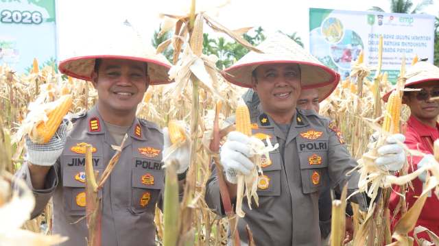 Polres  Meranti Panen Raya Jagung Serentak di Bagan Melibur, Perkuat Swasembada Pangan Nasional 2026