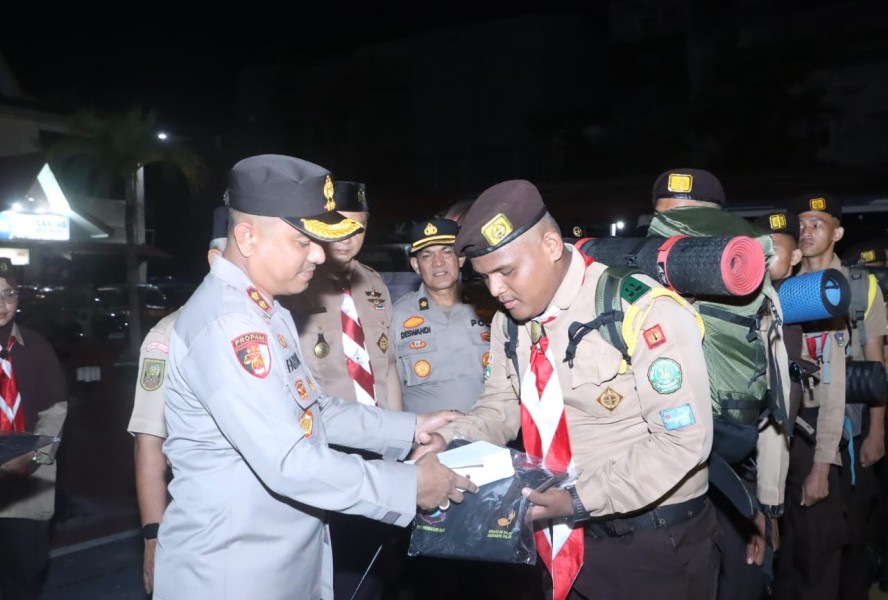 Kapolres Inhil AKBP Farouk Oktora Lepas Kontingen Jambore Karhutla Riau