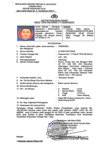 Polres Inhil Tangani Kasus Dugaan Penipuan dan Penggelapan Rp160 Juta, Satu Tersangka Ditetapkan DPO