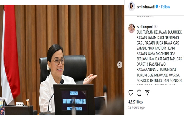 Distribusi Elpiji 3 Kg Picu Polemik, Netizen Kritik Sri Mulyani di Instagram