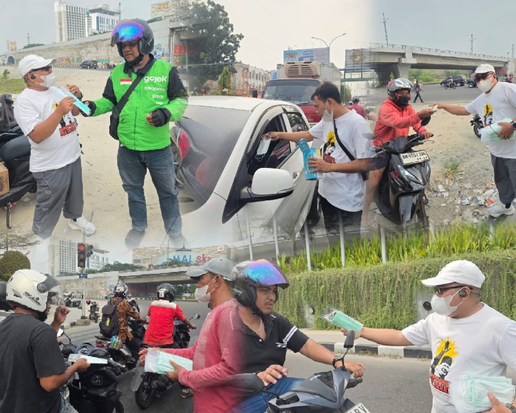 Respons Dampak Karhutla, Matahari 08 Riau Bagikan Ribuan Masker Gratis kepada Warga Pekanbaru