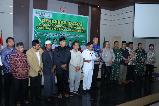 Tolak Anarkisme, Polres Kep Meranti Deklarasi Damai bersama Forkopimda dan Tokoh Masyarakat