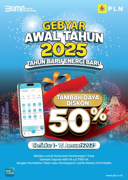 Gebyar Awal Tahun, PLN Gelar Program Promo Tambah Daya 50%