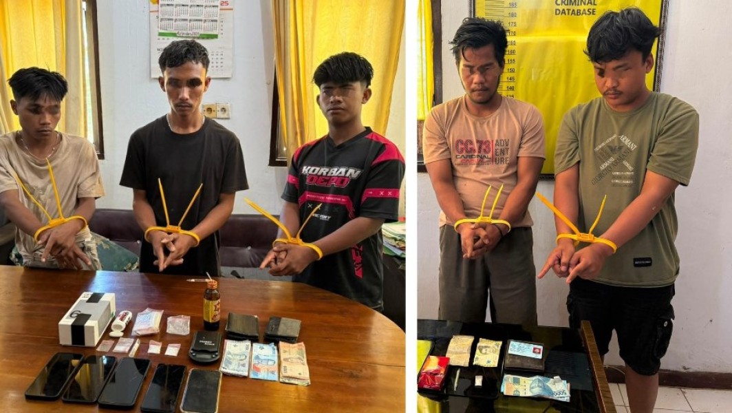 Lima Pelaku Narkoba Diciduk, Polisi Sita Sabu, Timbangan Elektrik dan Uang Tunai