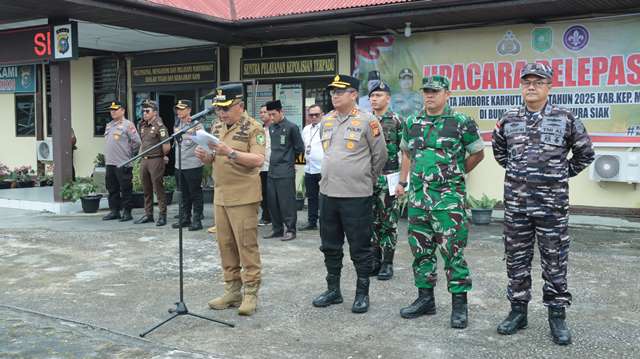 Kapolres dan Bupati Meranti Hadiri Pelepasan Peserta Jambore Karhutla 2025