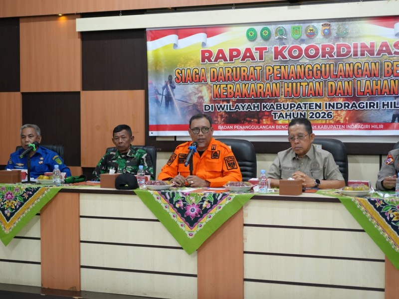 Perkuat Kesiapsiagaan Hadapi Musim Kemarau, Pemkab Inhil Gelar Rakor Siaga Darurat Karhutla 2026