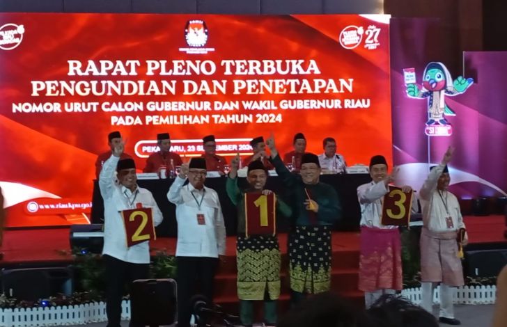 Ini Nomor Urut Tiga Pasangan Calon Gubernur Riau