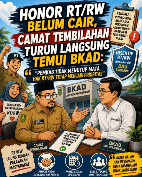 HONOR RT/RW BELUM CAIR, CAMAT TEMBILAHAN TURUN LANGSUNG TEMUI BKAD: 