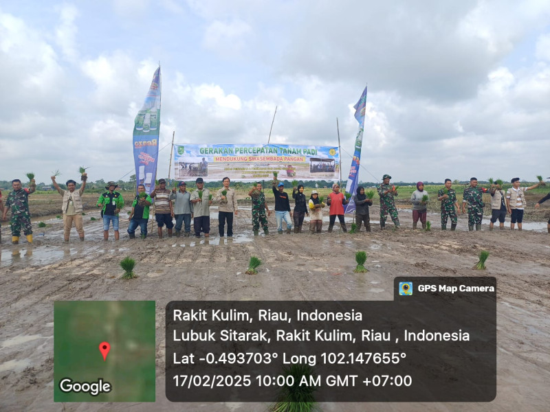 Petani Rakit Kulim Siap Wujudkan Target Swasembada Pangan dengan Tanam Padi Bersama