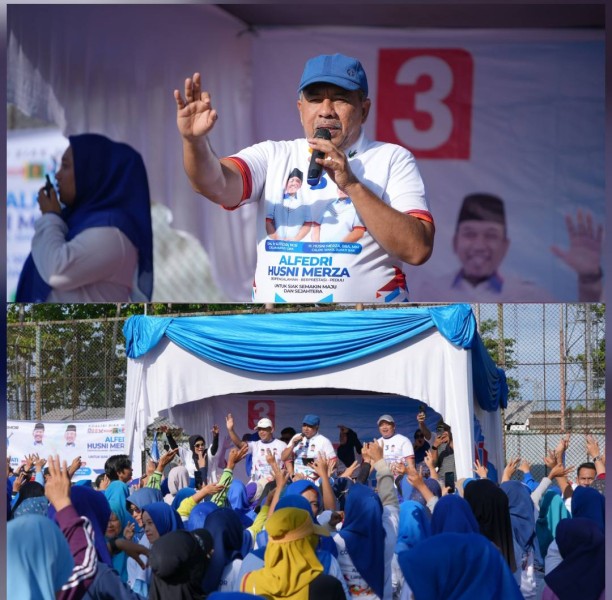 Ribuan Warga Tualang Menuju Kemenangan, No 1 Dibuka, No 2 Dilihat, No 3 Dicoblos