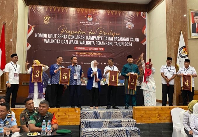 5 Pasangan Calon Walikota Pekanbaru sudah Mendapatkan Nomor Urut, Ini Nomor Urutnya