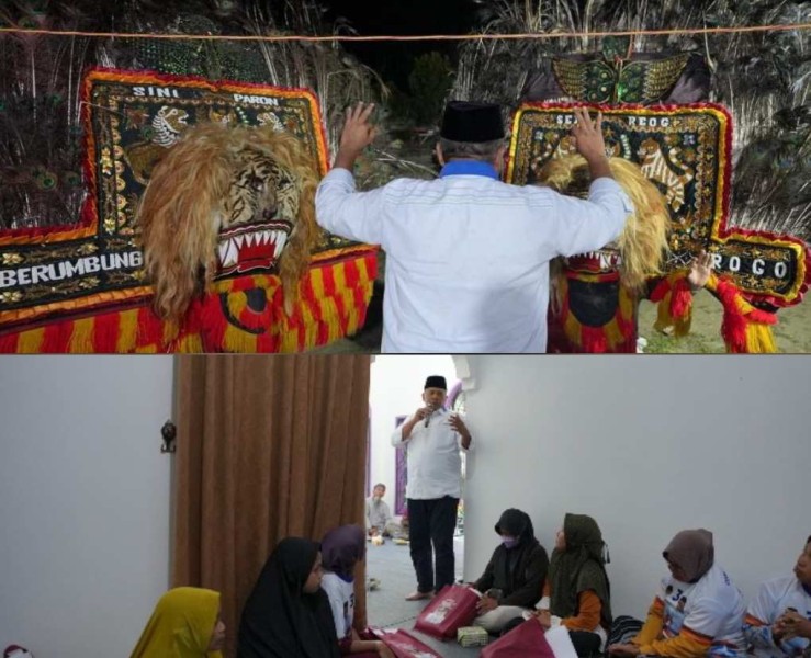 Kehadiran Alfedri-Husni Disambut Reog Ponorogo di Kampung Sawit Permai