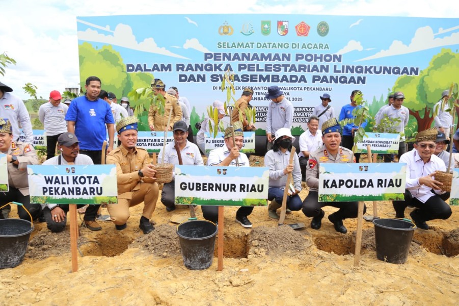 Wali Kota, Gubri, dan Kapolda Tanam 15.000 Pohon di Lahan Pemko