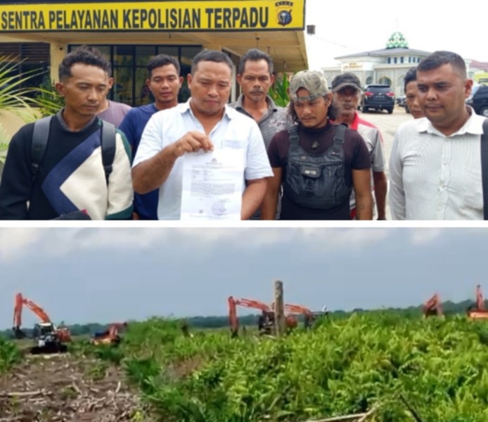 Petani Sungai Raya Mengadu ke Polisi, Kebun Sawit Diduga Diratakan 7 Excavator, Ancaman Senjata Tajam Mengiringi