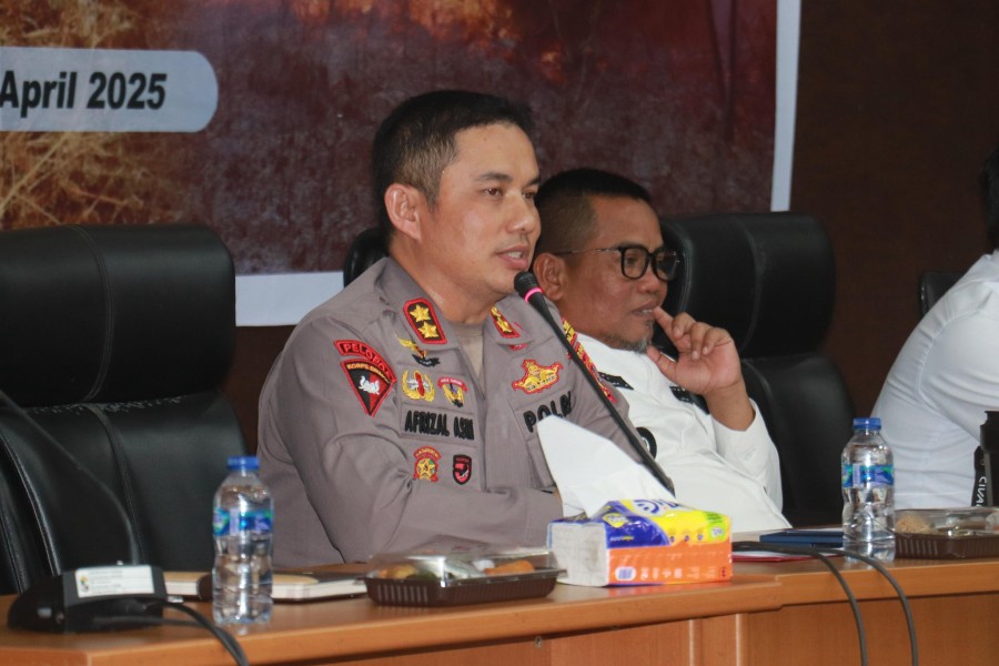 Rakor Pencegahan dan Penanggulangan Karhutla, Kapolres Pelalawan: Sepanjang 2025, 21 Hektare Lahan Terbakar
