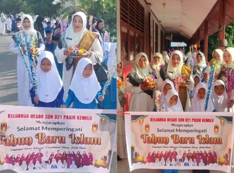 Menanamkan Nilai Hijrah Sejak Dini, SDN 021 Pasir Kemilu Gelar Pawai Islami