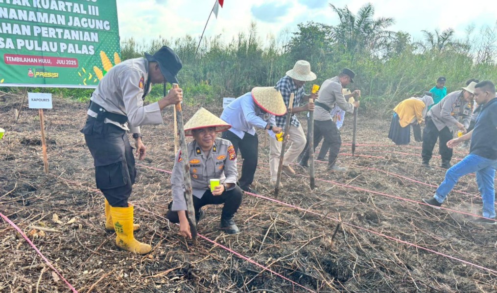 Dukung Program Asta Cita Presiden, Polres Inhil dan Polsek Jajaran Laksanakan Penanaman Jagung Serentak
