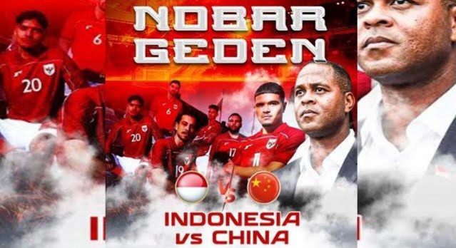 Nobar Timnas Indonesia vs China di Kantor Baru SMSI Pelalawan
