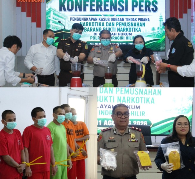 Polres Inhil Musnahkan 291,36 Gram Sabu dan 5.707 Butir Ekstasi