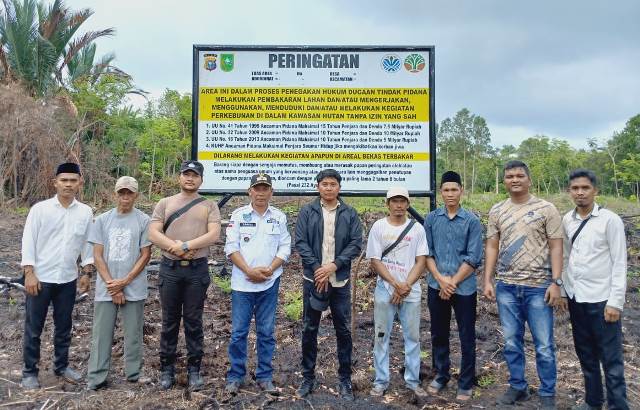 Bekas Lahan Terbakar di Desa Tenan Dipasang Plang Peringatan