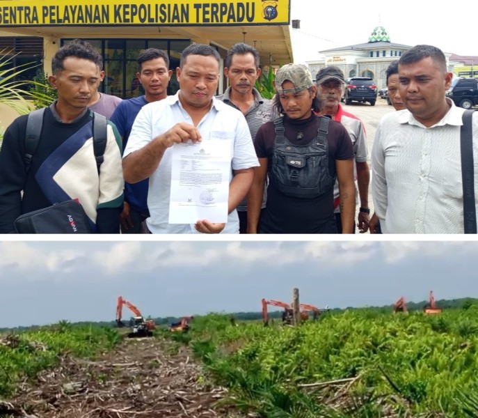 Petani Sungai Raya Mengadu ke Polisi, Kebun Sawit Diduga Diratakan 7 Excavator, Ancaman Senjata Tajam Mengiringi
