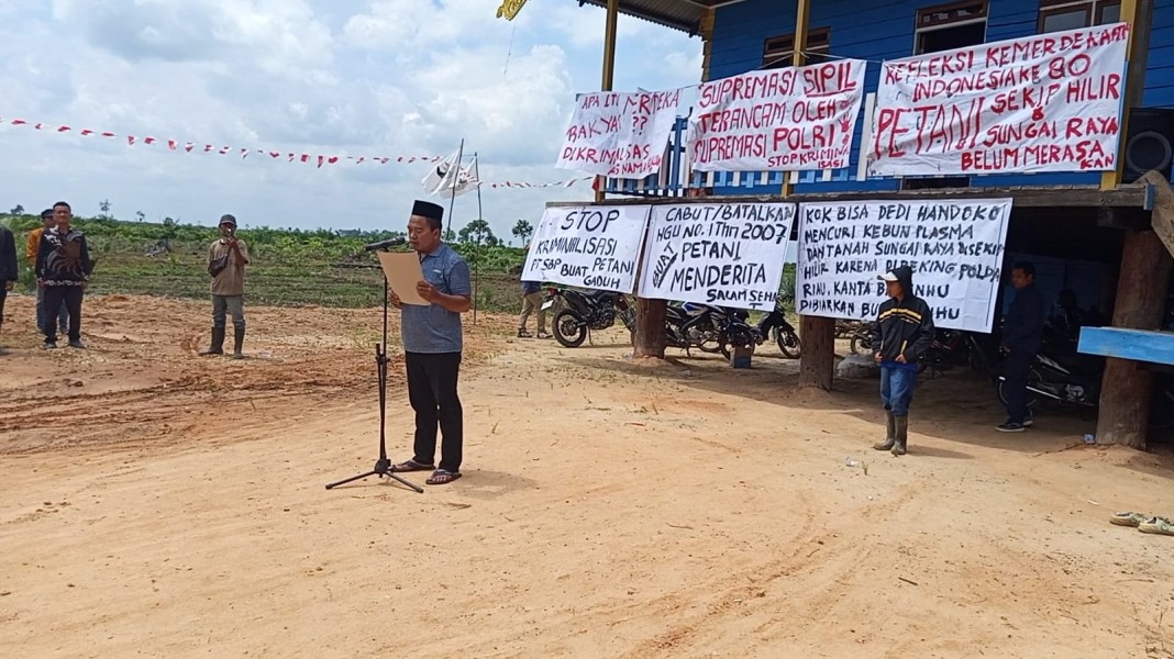 Upacara HUT RI ke-80 di Tengah Konflik Agraria, Keteguhan Petani Sungai Raya Mempertahankan Hak