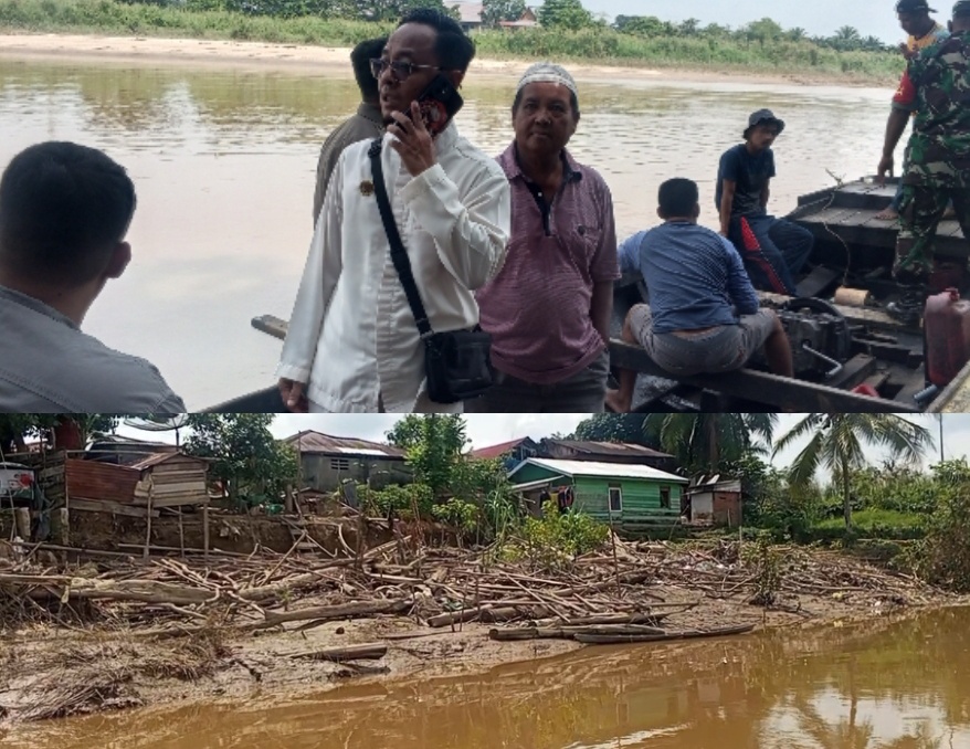 Abrasi Sungai di Desa Paskem Semakin Mengkhawatirkan, Kades Roni Langsung Tinjau Ke lokasi