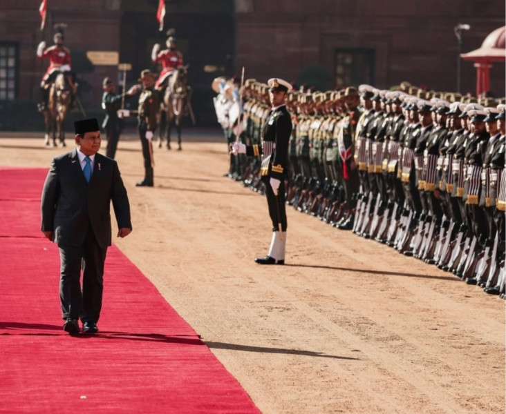 Kunjungan Presiden Prabowo Subianto di India di Sambut Ceremonial Reception, Indonesia Raya Menggema di Istana Kepresidenan India