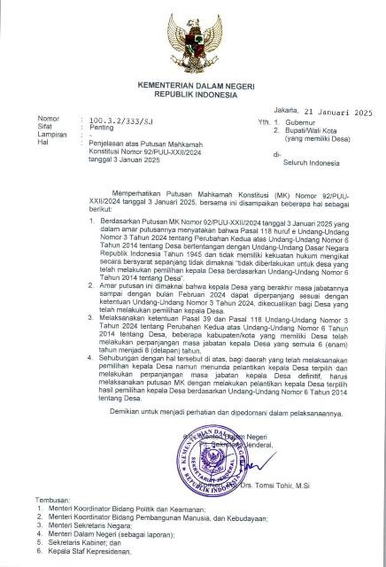 MK Resmi Tetapkan Masa Jabatan Kades 6 Tahun Jadi 8 Tahun Mewah