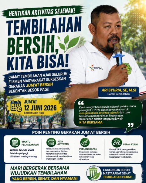 Hentikan Aktivitas Sejenak! Camat Tembilahan Ari Syuria Serukan Gerakan Jum'at Bersih Serentak Besok Pagi