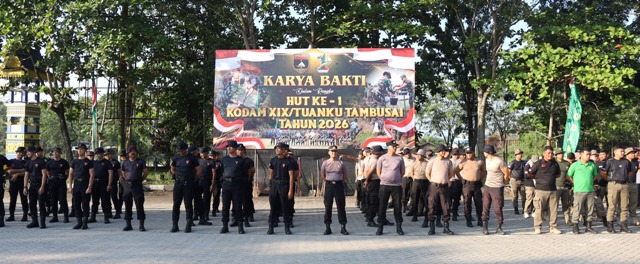 HUT Ke-1 Kodam XIX Tuanku Tambusai, Pangdam Pimpin Karya Bakti Libatkan Lintas Instansi dan Masyarakat