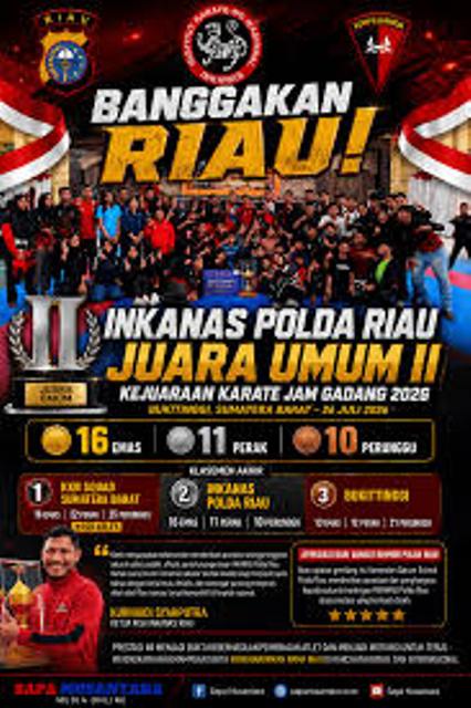 INKANAS Polda Riau Raih Juara Umum II pada Kejuaraan Karate Jam Gadang se-Sumatera