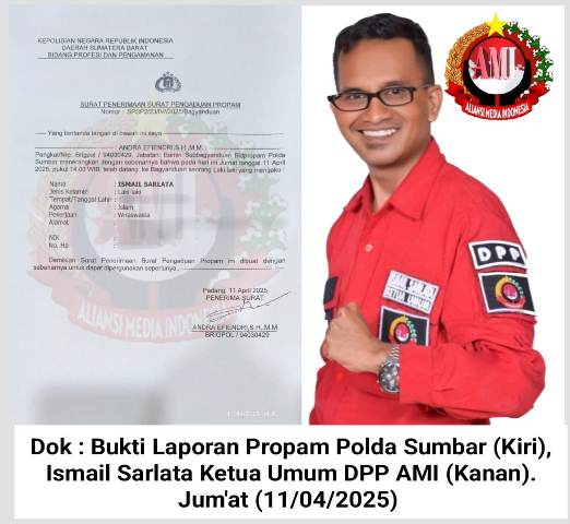 Ismail Sarlata Laporkan Kapolres Sijunjung ke Propam Polda Sumbar, Minta Tindak Tegas Atas Dugaan Rekayasa Kasus Wartawan Riau