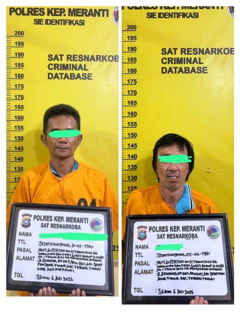 Dua Pria Diciduk Satresnarkoba Polres Meranti Bersama 9 Paket Sabu