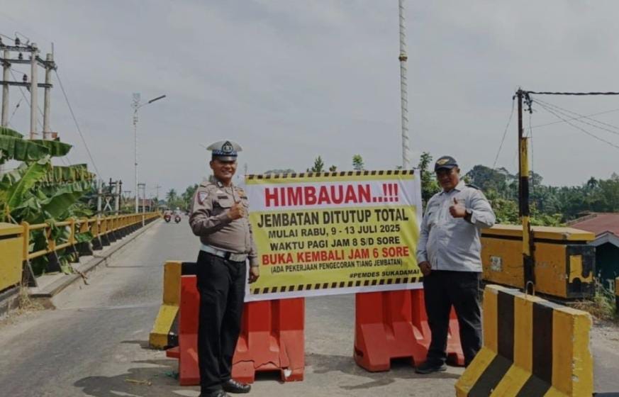 Jembatan Sungai Rokan Tutup Total, Semua Kendaraan Wajib Lewat Jalur Lain
