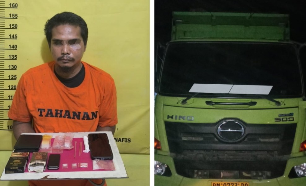 Duduk di Dalam Tronton di Kebun Sawit, Pengedar Sabu Diciduk Polisi
