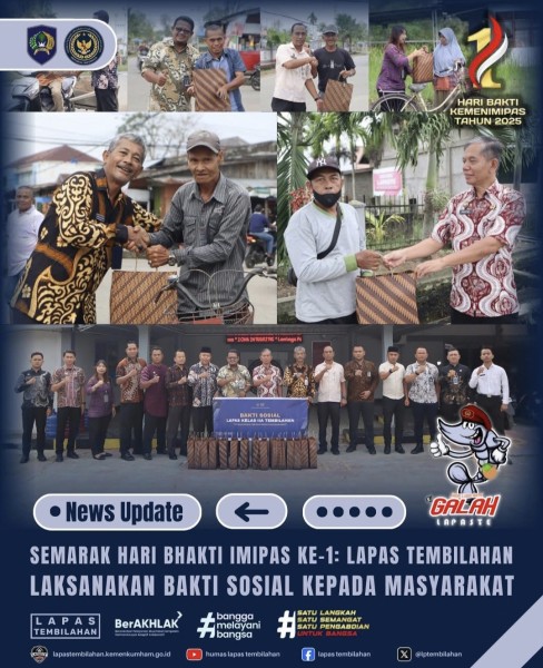 Lapas Tembilahan Laksanakan Bakti Sosial dalam Rangka Hari Bhakti IMIPAS ke-1