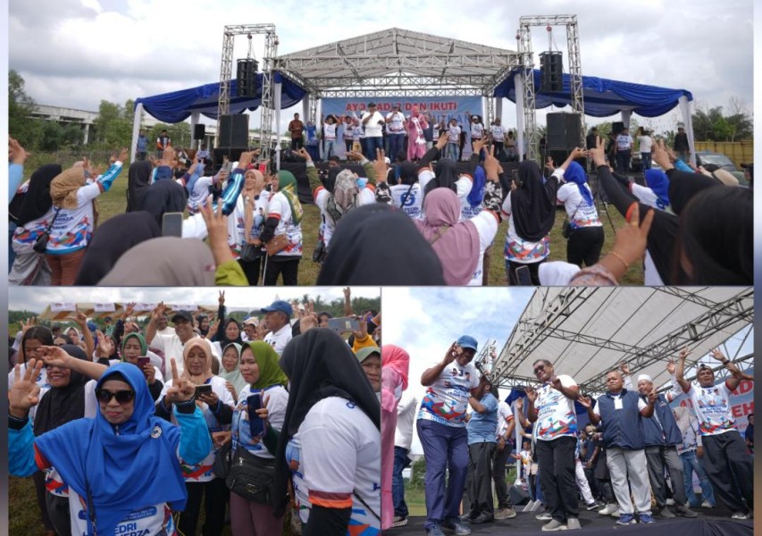 Ratusan Warga Ikuti Senam Sehat, Alfedri Tegaskan Komitmen Tingkatkan Layanan Kesehatan di Siak