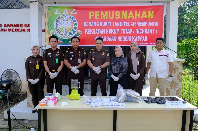 Kejari Kampar Musnakan BB Sudah Berkekutan Hukum Tetap inchracht Dominan Narkotika
