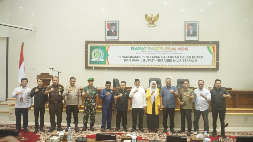 DPRD Inhil Gelar Rapat Paripurna Penetapan Bupati dan Wakil Bupati Terpilih
