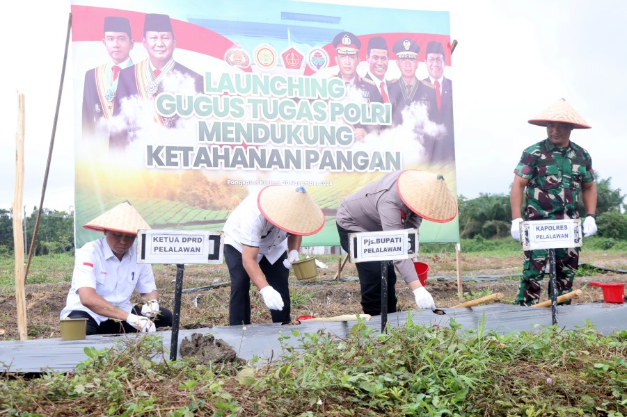 Launching Gugus Tugas Dukung Ketahanan Pangan Polres Pelalawan Dihadiri Pejabat Pemkab